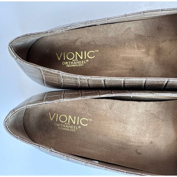 Vionic Dolores Loafers Womens Size 10 Tan Croco Embossed Slip On Shoes - Picture 5 of 12